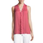 Liz Claiborne Sleeveless V Neck Woven Ruffled Blouse