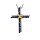 Genuine Blue Sapphire And 1/10 Ct. T.w. Diamond Cross Pendant Necklace