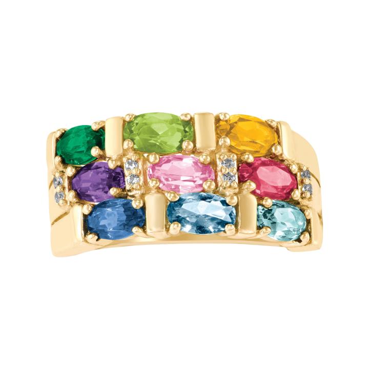 Celebrations Of Life Womens Genuine Multi Color Multi Stone 10k Gold Band