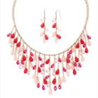 Mixit&trade; Pink And Red Shakey Necklace And Earrings Set