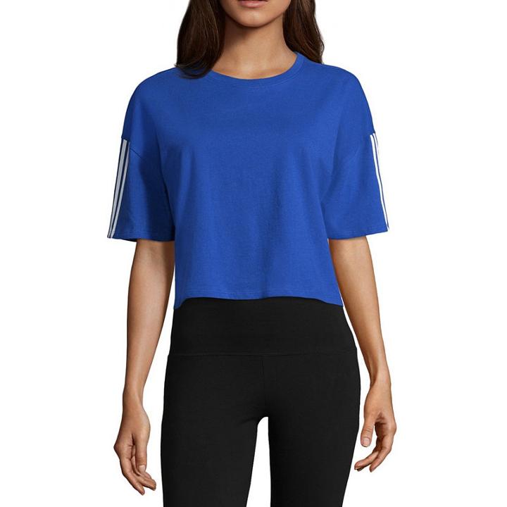 Flirtitude Varsity Stripe Sleeve Cropped Tee - Juniors