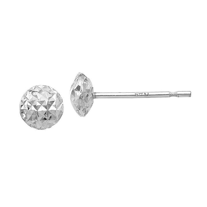 14k White Gold 5mm Round Stud Earrings