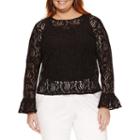 Worthington Long Sleeve Lace Blouse - Plus