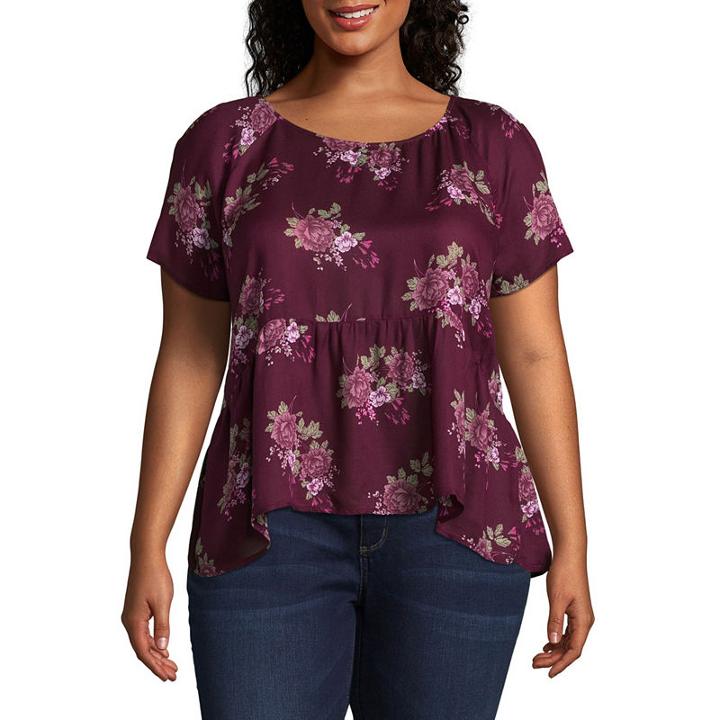 Arizona Peplum Woven Blouse- Juniors Plus