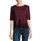 Wallflower Elbow Sleeve Crew Neck T-shirt-womens Juniors