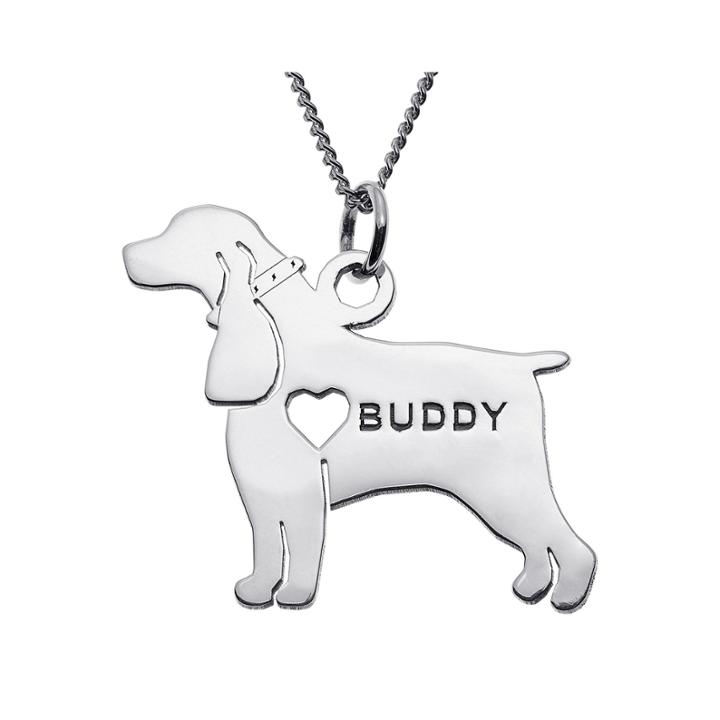 Personalized Cocker Spaniel Sterling Silver Pendant Necklace