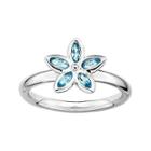 Personally Stackable Genuine Blue Topaz Sterling Silver Flower Ring