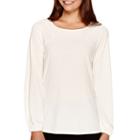 Worthington Long-sleeve Boatneck Blouson Top