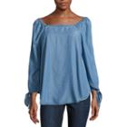 Liz Claiborne 3/4 Sleeve Off-shoulder Woven Blouse