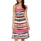 Black Label By Evan-picone Sleeveless Striped Fit-and-flare Dress