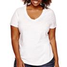 Stylus&trade; Short-sleeve V-neck Slub T-shirt - Plus