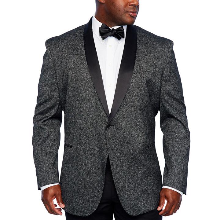 Jf J.ferrar Formal Charcoal Sparkle Classic Fit Sport Coat - Big And Tall