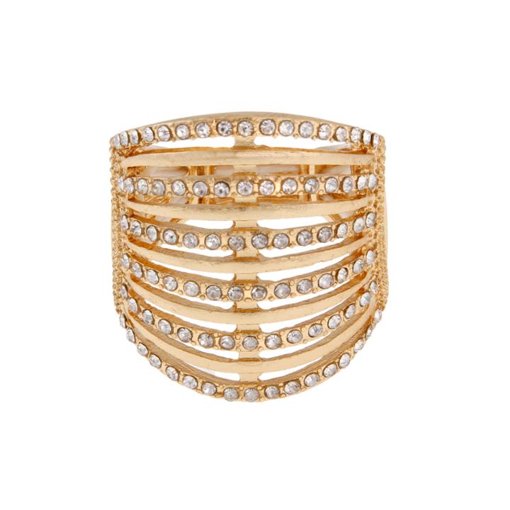 Mixit&trade; Crystal Gold-tone Stretch Ring