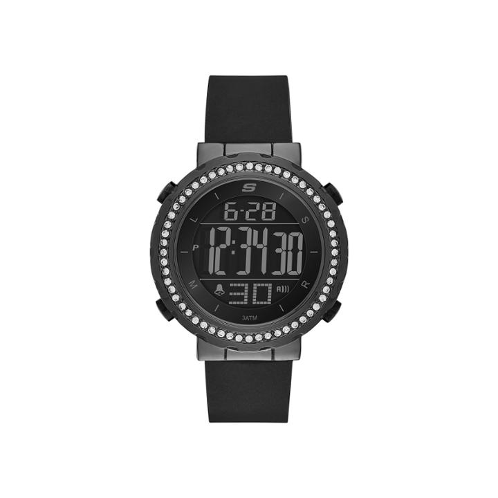 Skechers Womens Black Dial Black Silicone Strap Digital Watch