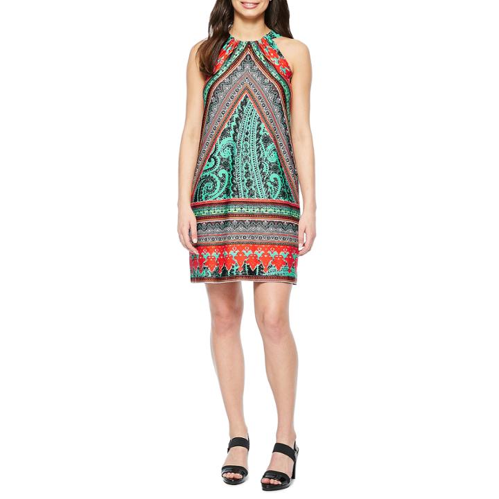 Msk Sleeveless Paisley Shift Dress