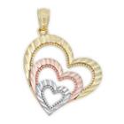 Womens 14k Tri-color Gold Heart Pendant