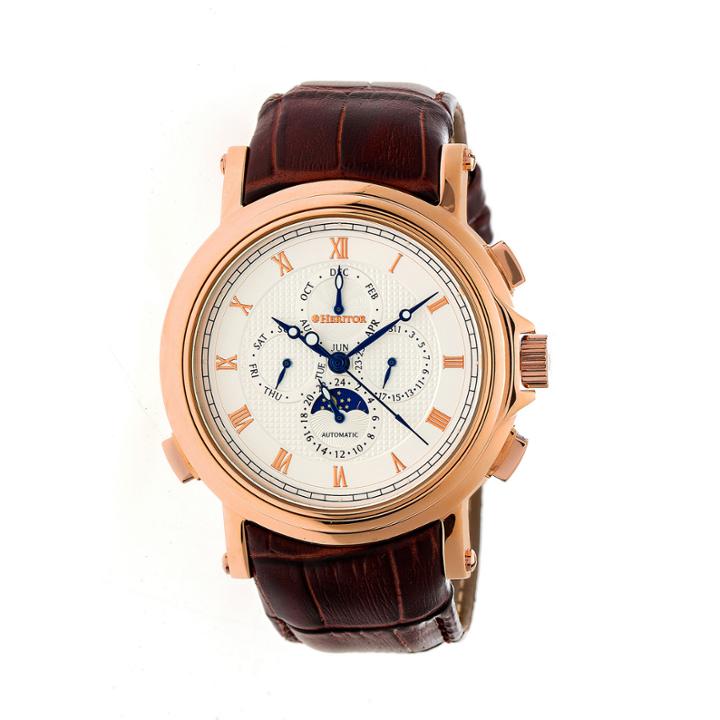 Heritor Kingsley Mens Brown Strap Watch-herhr4804