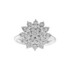 Womens 1/4 Ct. T.w. Genuine White Diamond Sterling Silver Cluster Ring