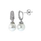 Silver Reflections&trade; Cubic Zirconia And Simulated Pearl Silver-plated Drop Earrings
