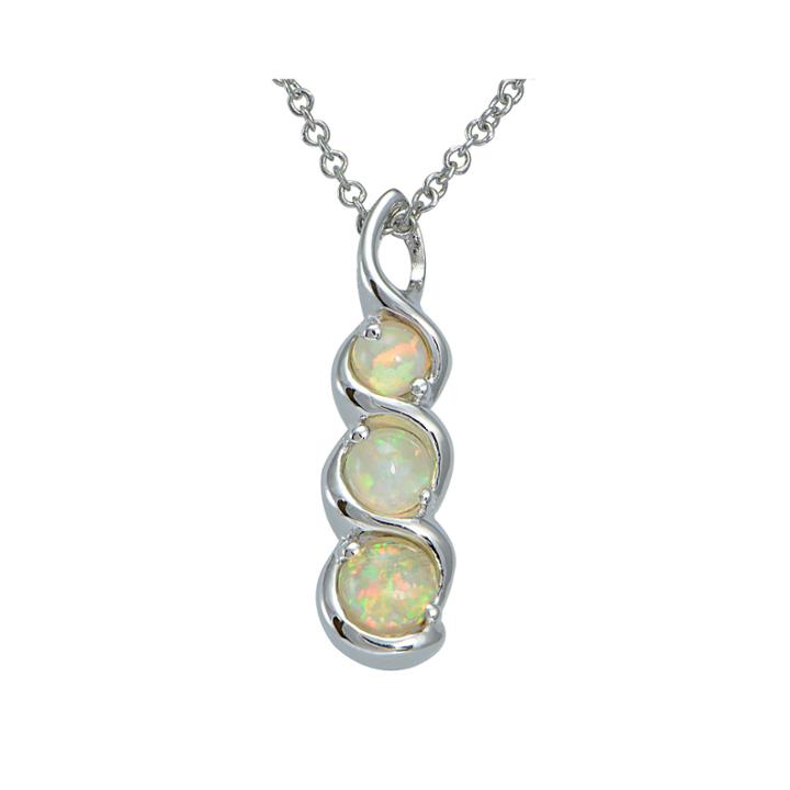 Silver Treasures&trade; Lab-created Opal Sterling Silver Linear Twist Pendant Necklace