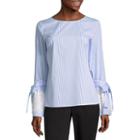 Worthington Lace Trim Bell Sleeve Blouse- Talls
