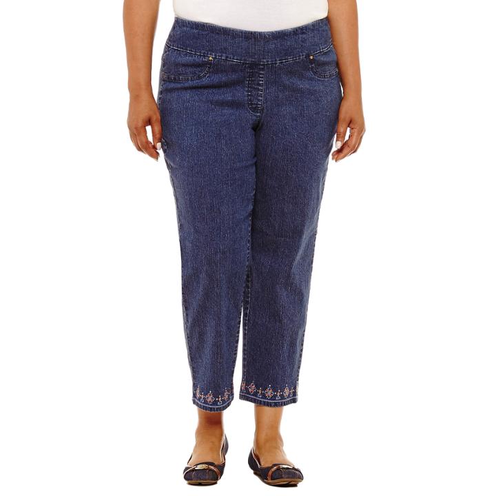 Lark Lane True Blue Embroidered Jean- Plus