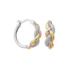 Classic Treasures Diamond-accent Braided Tri-tone Hoop Earrings