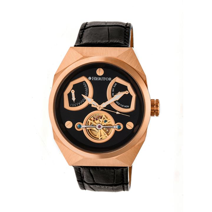 Heritor Oxford Mens Black Strap Watch-herhr5505