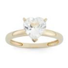 Womens Lab Created White Sapphire 10k Gold Cocktail Ring