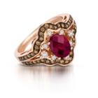 Grand Sample Sale By Le Vian Raspberry Rhodolite And Chocolate & Vanilla Diamonds Ring In 14k Strawberry Gold