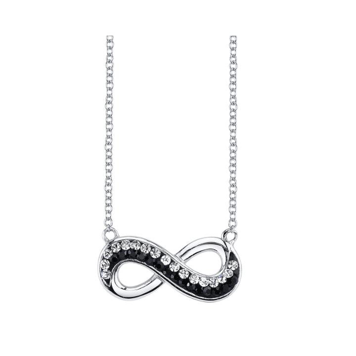 Crystal Sophistication&trade; Jet And Clear Crystal-accent Infinity Necklace