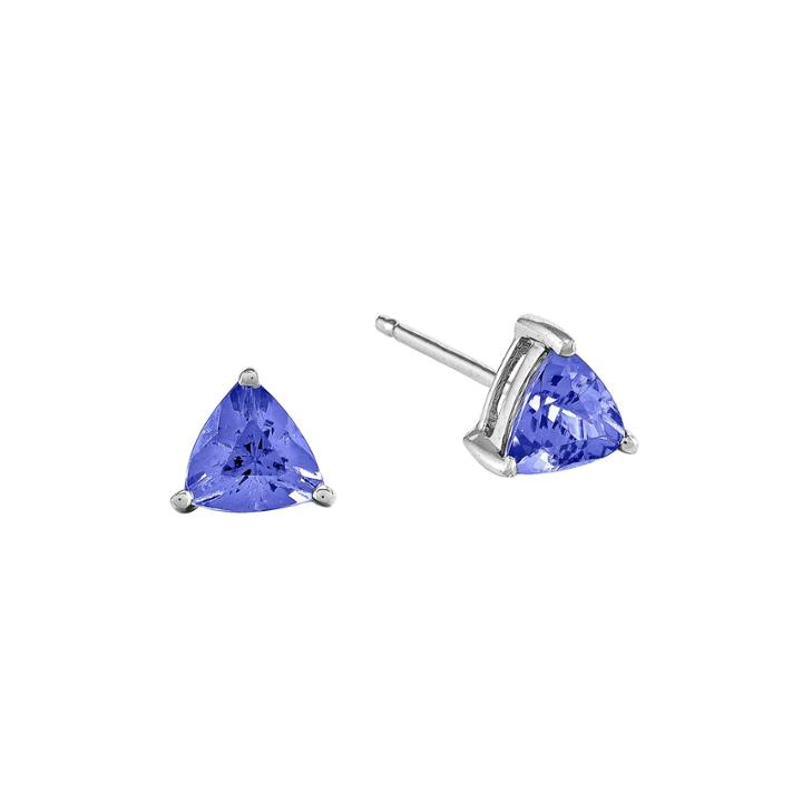 Trillion-cut Genuine Tanzanite 14k White Gold Earrings