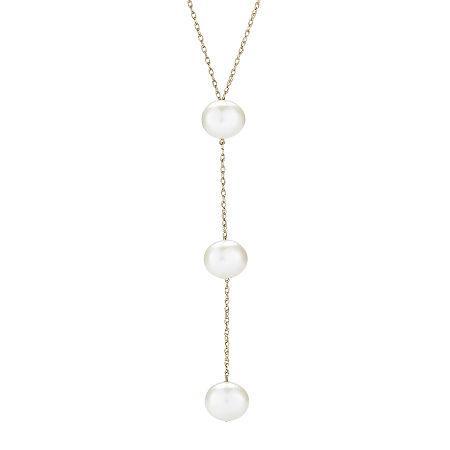 Cultured Freshwater Pearl 10k Yellow Gold Y Necklace