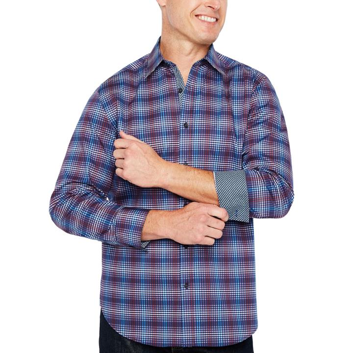 Society Of Threads Long Sleeve Checked Button-front Shirt