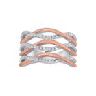 1/4 Ct. T.w. Diamond Sterling Silver And 10k Rose Gold Crossover Ring