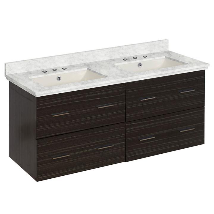 47.5-in. W Wall Mount Dawn Grey Vanity Set For 3h8-in. Drilling Bianca Carara Top Biscuit Um Sink