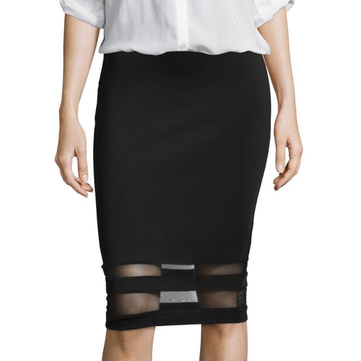 Belle + Sky&trade; Mesh Detail Pencil Skirt