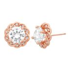 Lab Created White Sapphire 14k Rose Gold Over Silver 12.5mm Stud Earrings