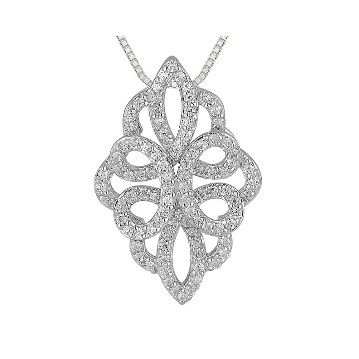 1/2 Ct. T.w. Diamond 10k White Gold Pendant Necklace