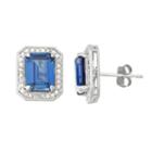 Lab Created Sapphire And 1/4c.t. T.w.diamond 10k White Gold Earrings