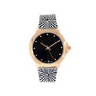 Womens Rose Gold-tone Stripe Strap Watch