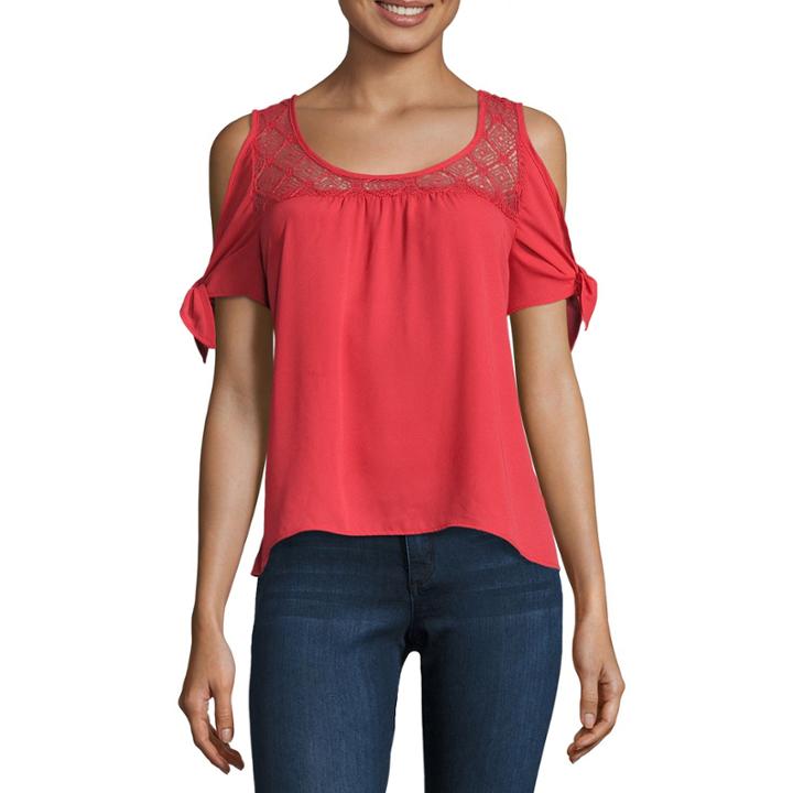 Self Esteem Short Sleeve Woven Dress Shirt Juniors