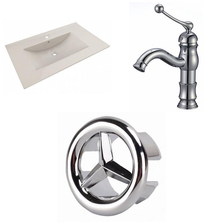 35.5-in. W 1 Hole Ceramic Top Set In Biscuit Color- Cupc Faucet Incl.