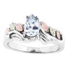 Black Hills Gold Womens White Cubic Zirconia Sterling Silver Cocktail Ring