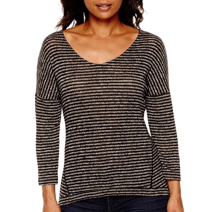 A.n.a 3/4-sleeve Textured Knit Top- Petite