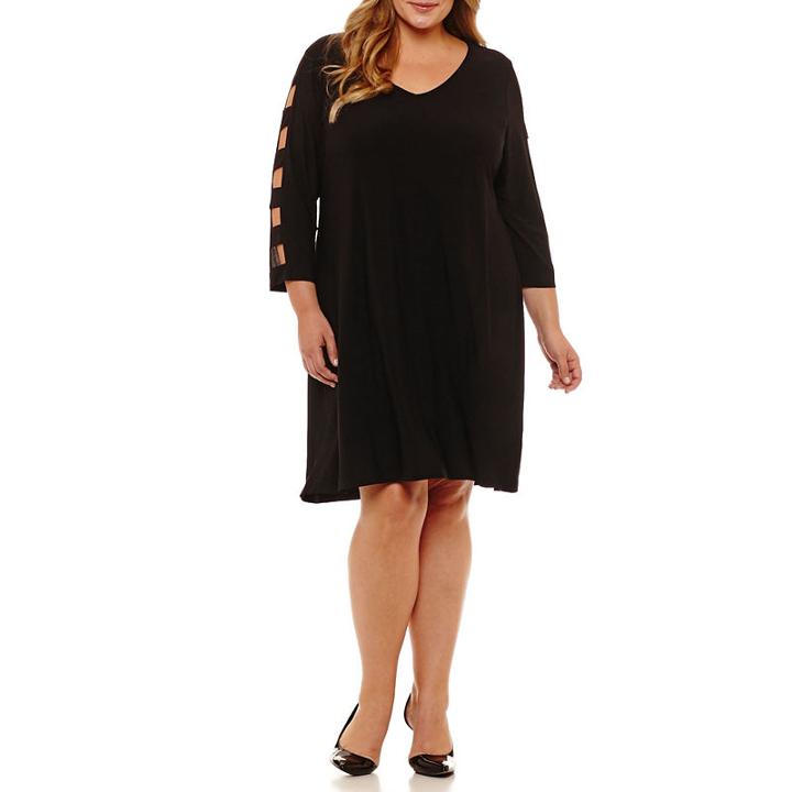 Como Black 3/4 Sleeve Shift Dress - Plus