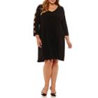 Como Black 3/4 Sleeve Shift Dress - Plus