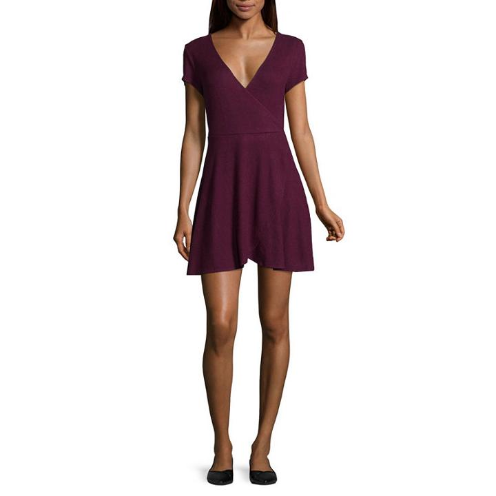 Arizona Short Sleeve Wrap Dress-juniors