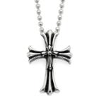 Mens Oxidized Stainless Steel Cross Pendant Necklace