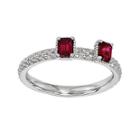 Personally Stackable Lab-created Ruby Sterling Silver 2-stone Stackable Ring